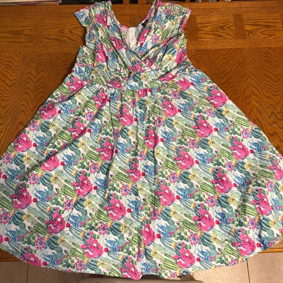 Retrolicious 50's Style Swing Dress in Multi-Color Cactus Print Sz 1X Pin-up - Picture 3 of 16